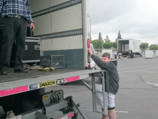 My Son, Christian, operating the liftgate during load out Easter sunrise service-Faith Church Covine 2019
