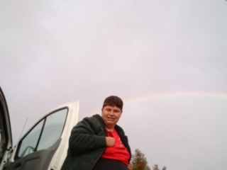 My Son, Christian, when a Rainbow appeared while packing up at Huffarama. I pray to Jesus daily for his healing.